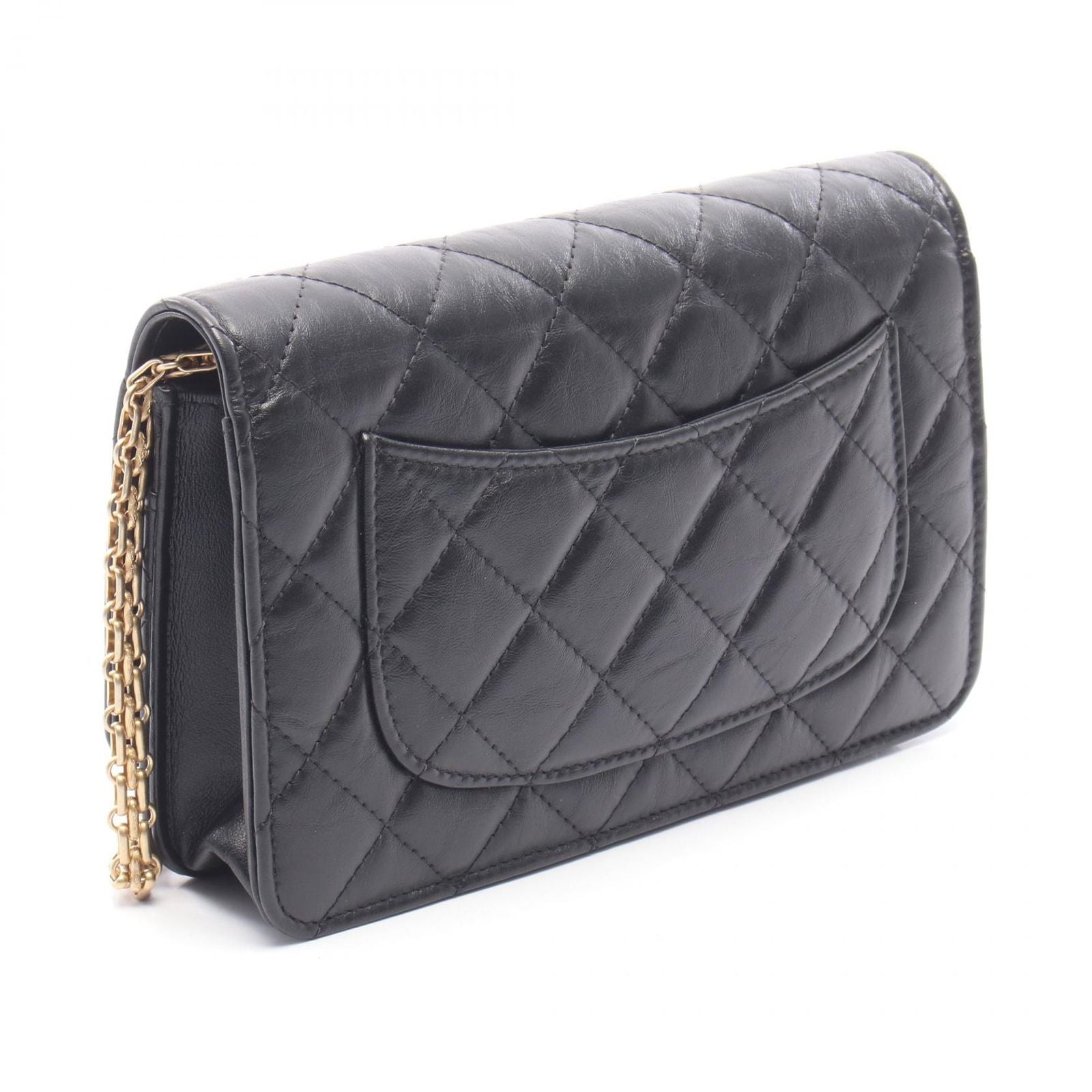 Chanel Shoulder Bag 2.55 Black Leather Quilted Chain Wallet — view 2
