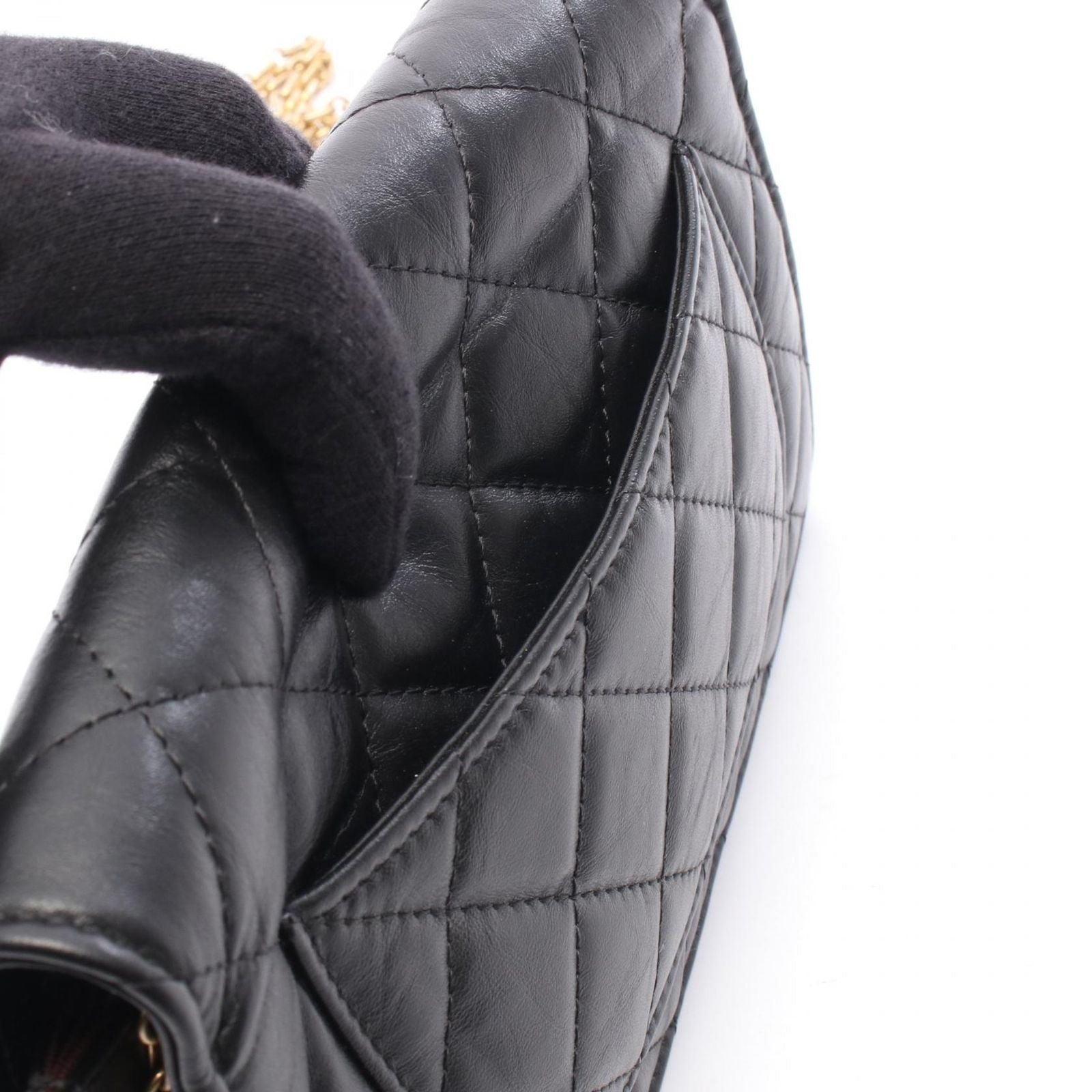 Chanel Shoulder Bag 2.55 Black Leather Quilted Chain Wallet — view 6