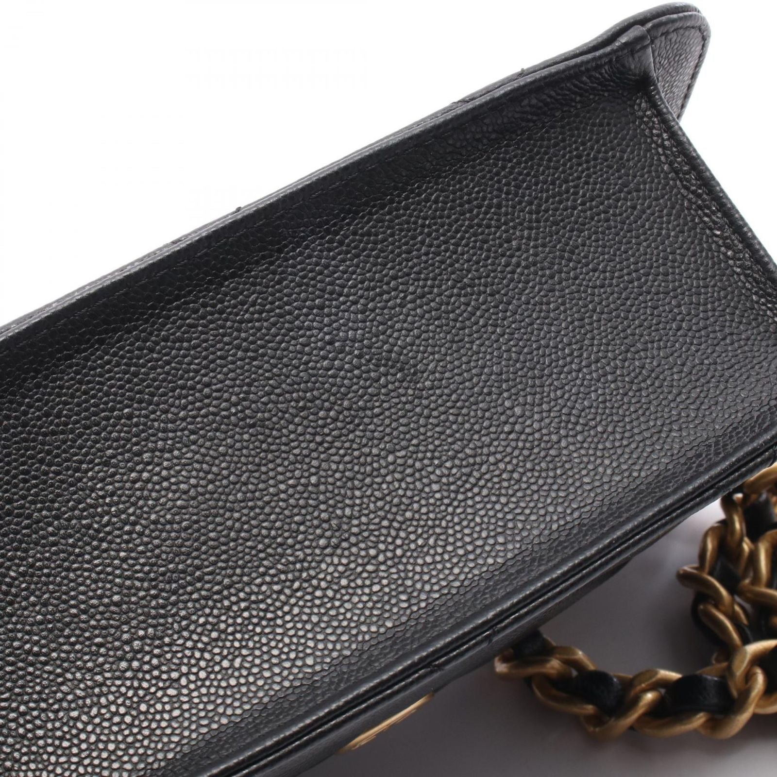 Chanel Shoulder Bag Quilted Small Flap Black Caviar Leather Chain — view 7