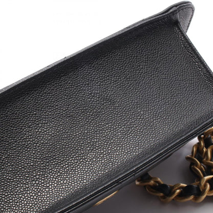 Chanel Shoulder Bag Quilted Small Flap Black Caviar Leather Chain — view 7