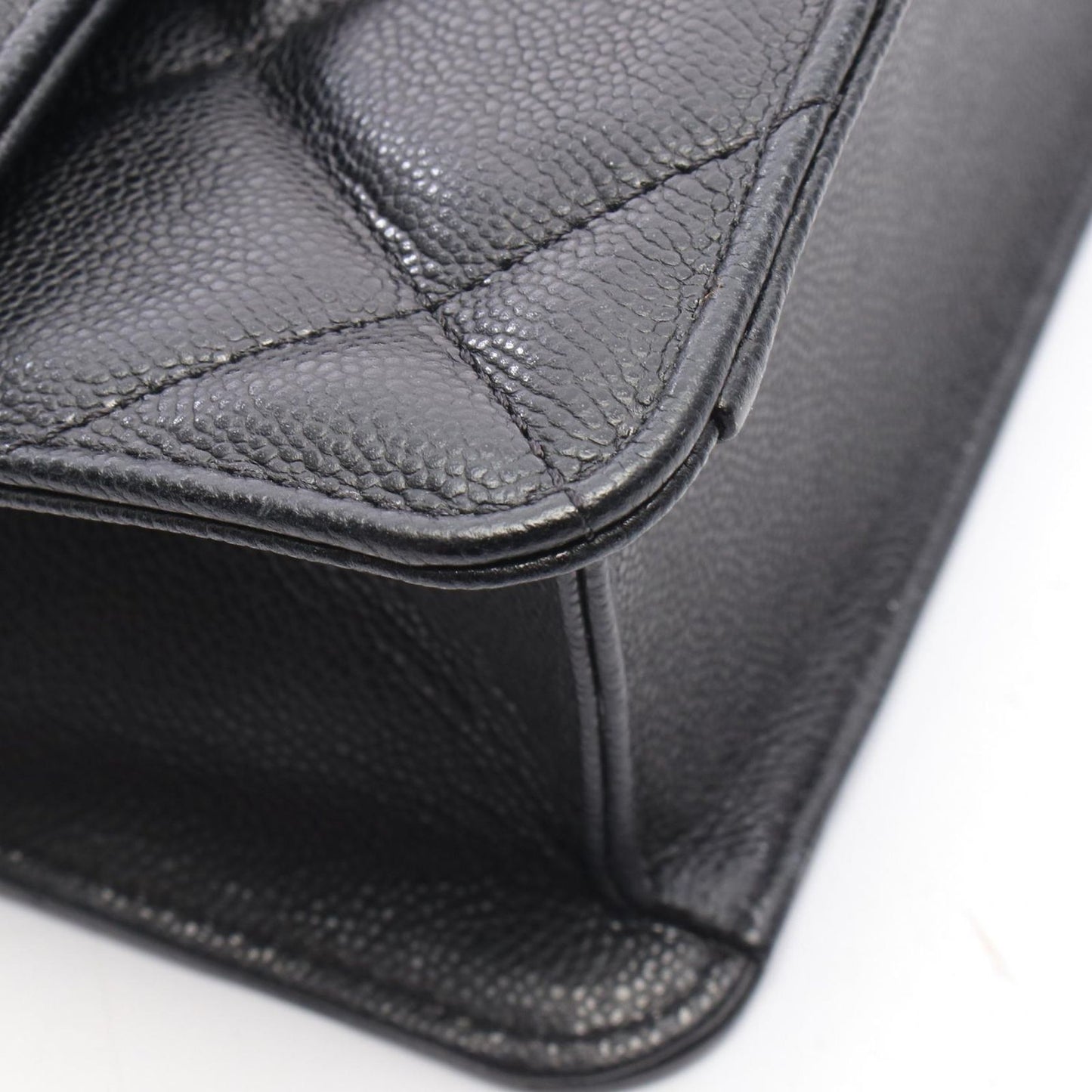 Chanel Shoulder Bag Quilted Small Flap Black Caviar Leather Chain — view 8
