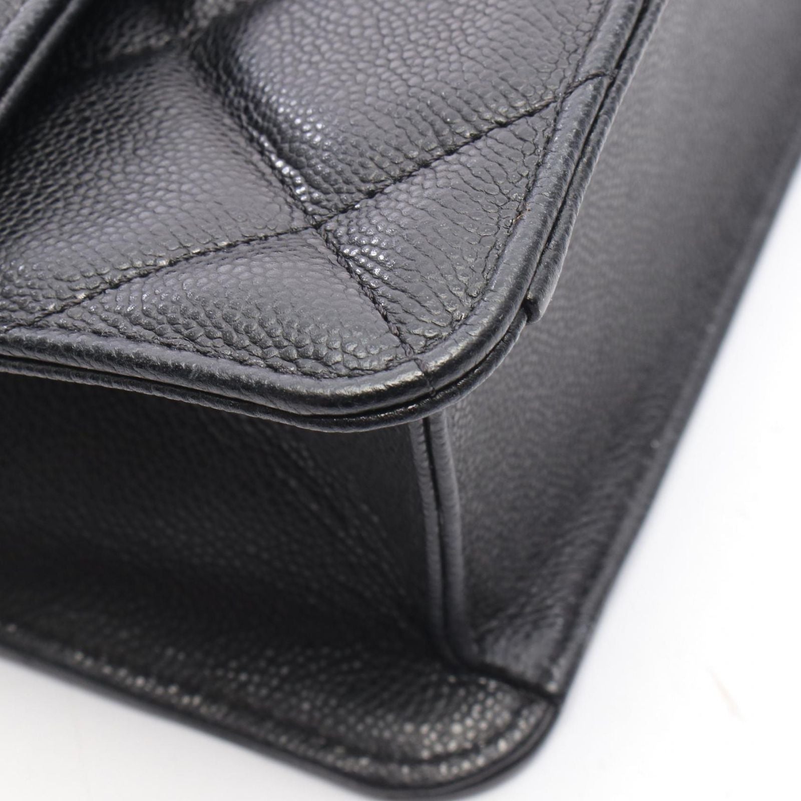 Chanel Shoulder Bag Quilted Small Flap Black Caviar Leather Chain — view 8