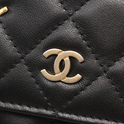 Chanel Shoulder Bag Quilted Egyptian Charm Black Lambskin Chain Wallet — view 7