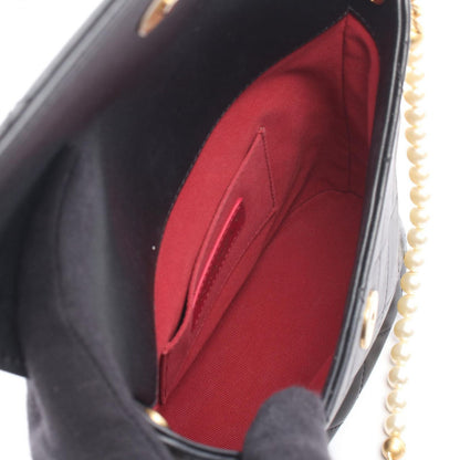 Chanel Shoulder Bag Quilted Faux Pearl Bag Black Leather Chain — view 3