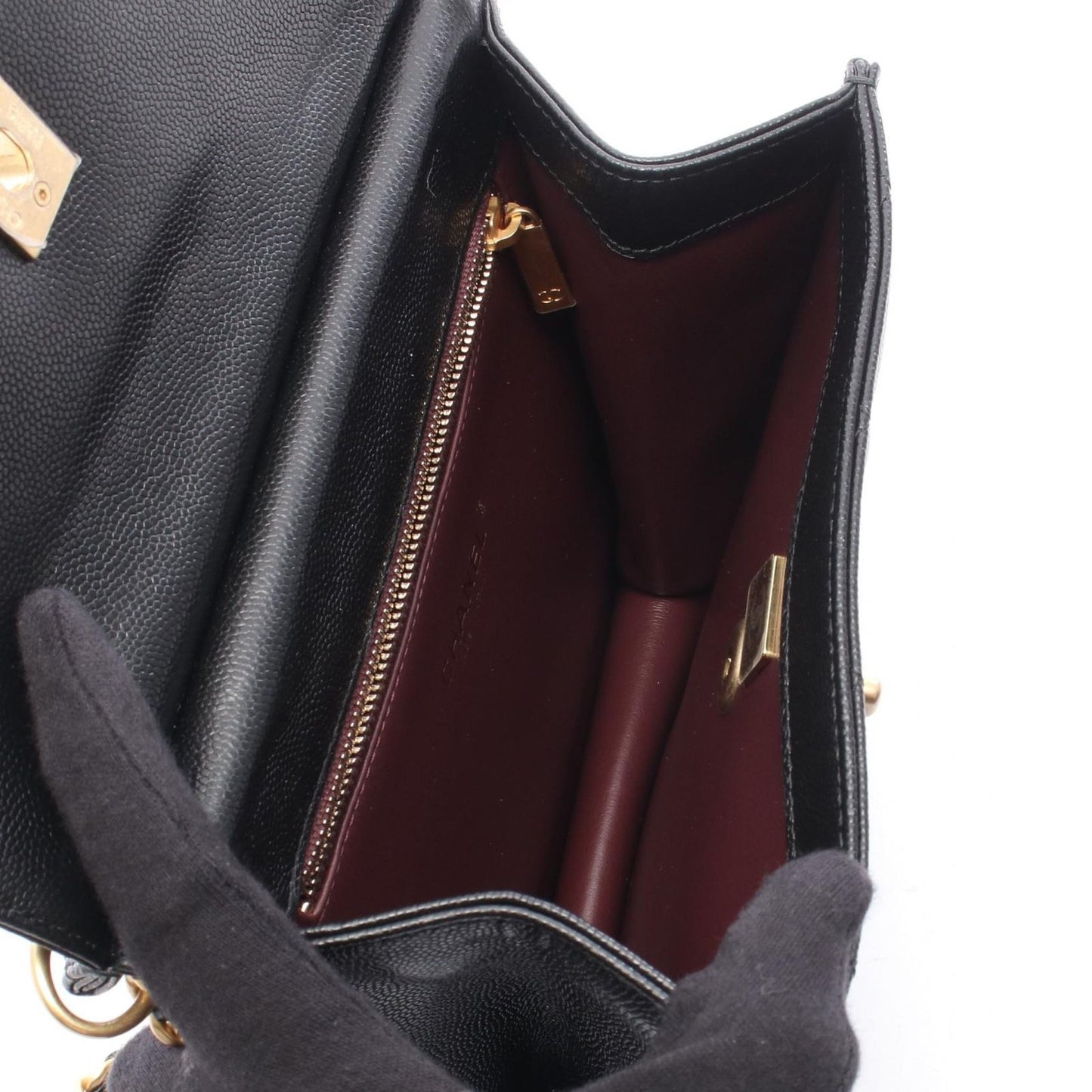 Chanel Backpack Quilted Black Caviar Leather Square Chain — view 3
