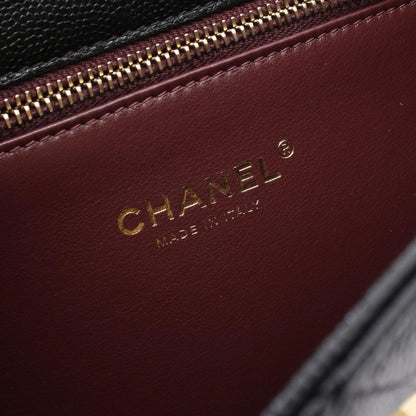 Chanel Backpack Quilted Black Caviar Leather Square Chain — view 4