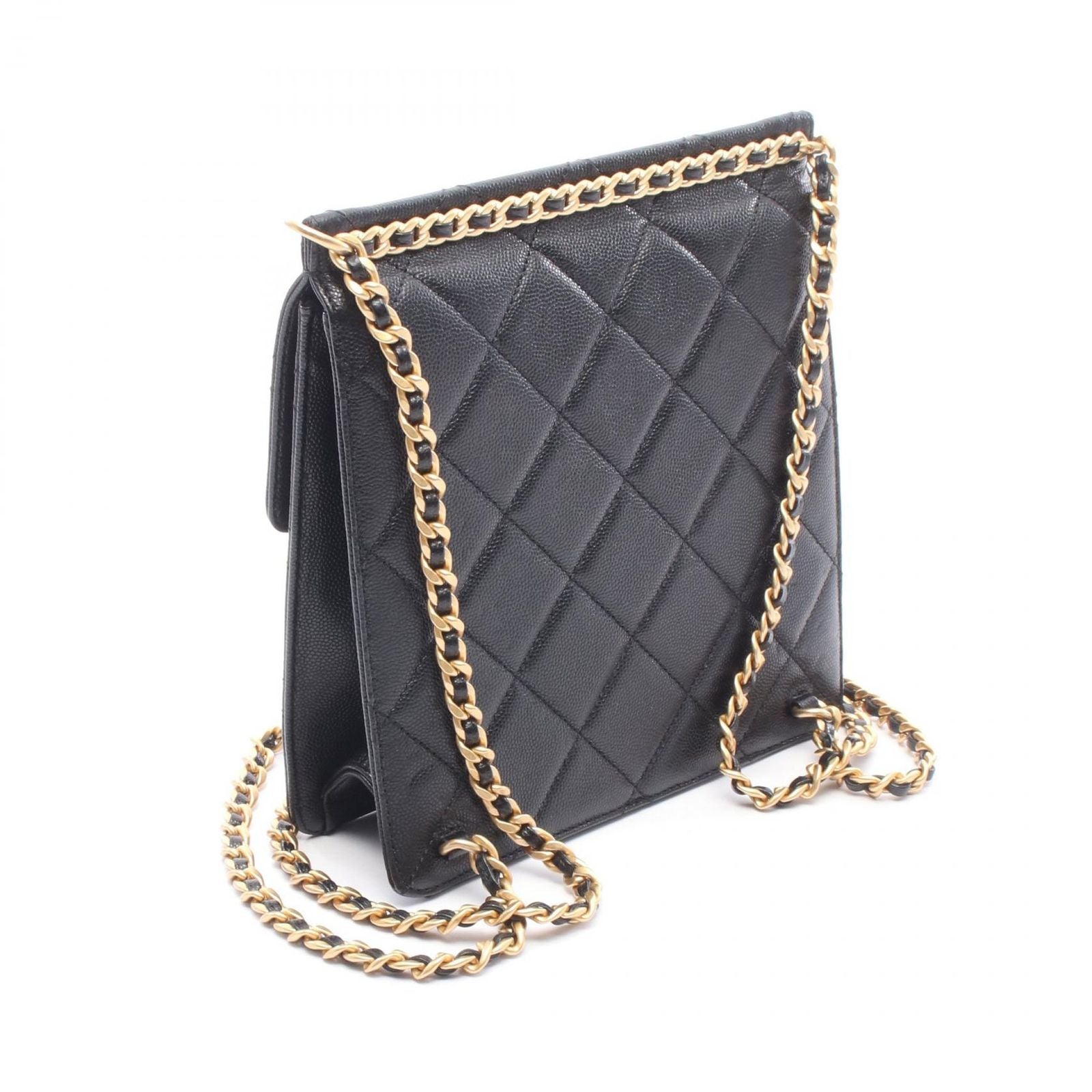 Chanel Backpack Quilted Black Caviar Leather Square Chain — view 2