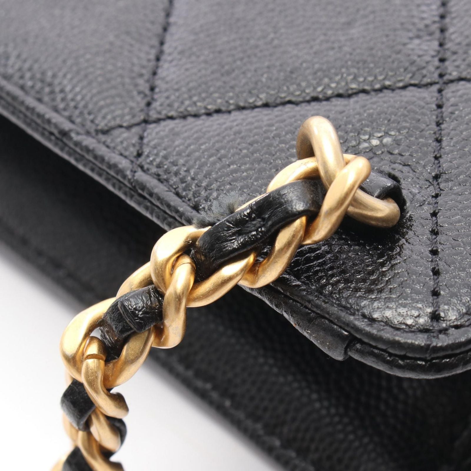 Chanel Backpack Quilted Black Caviar Leather Square Chain — view 8