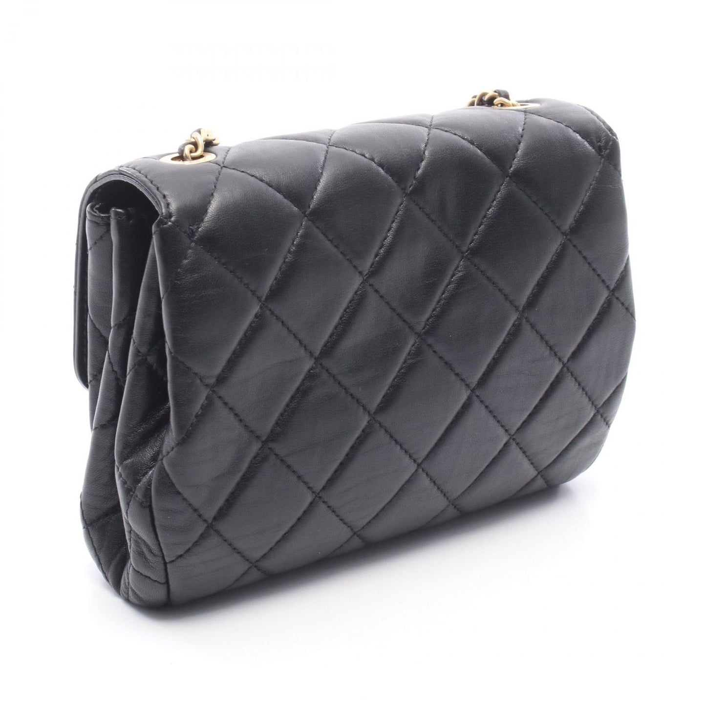 Chanel Shoulder Bag Quilted Small Flap Black Lambskin Chain — view 2