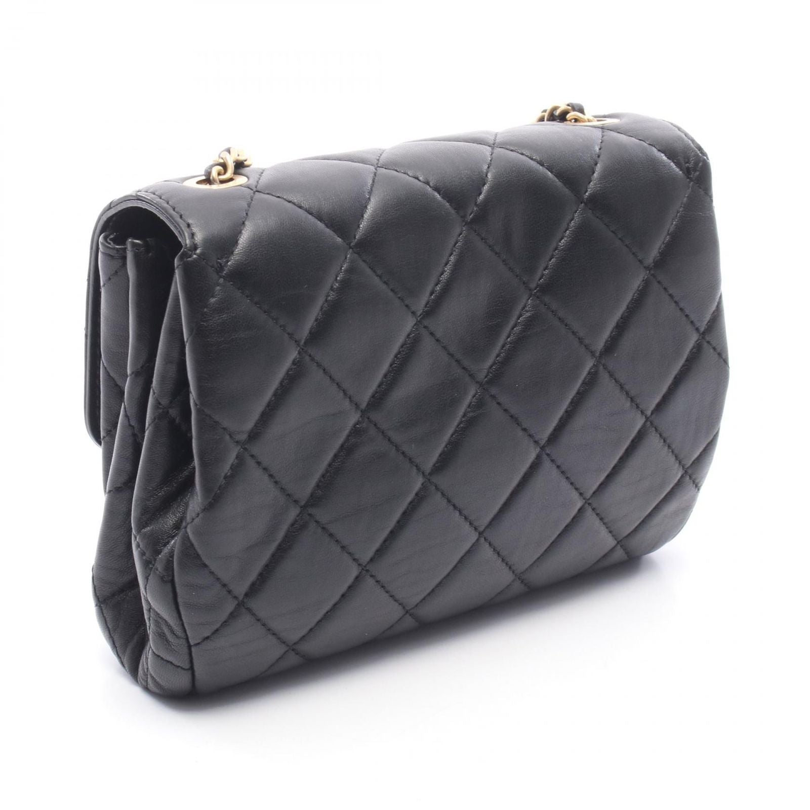 Chanel Shoulder Bag Quilted Small Flap Black Lambskin Chain — view 2