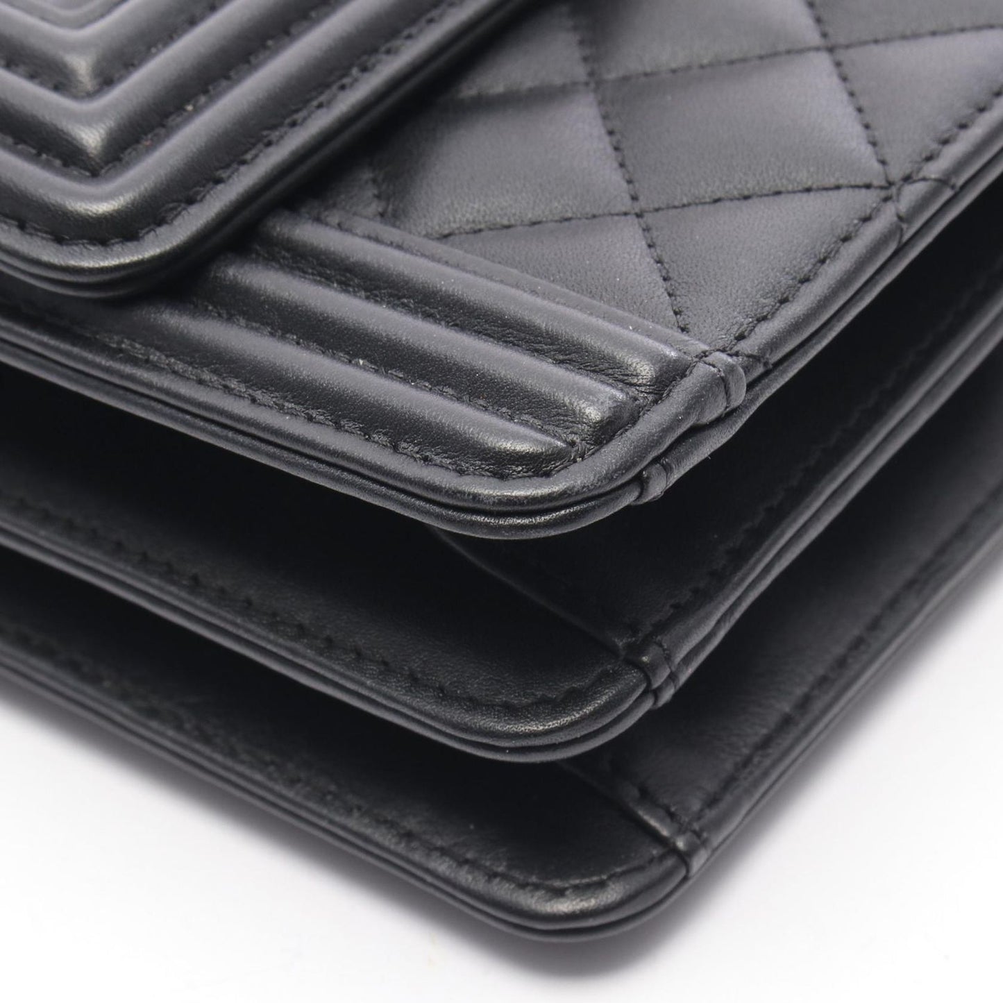 Chanel Shoulder Bag Quilted Black Lambskin Chain — view 6