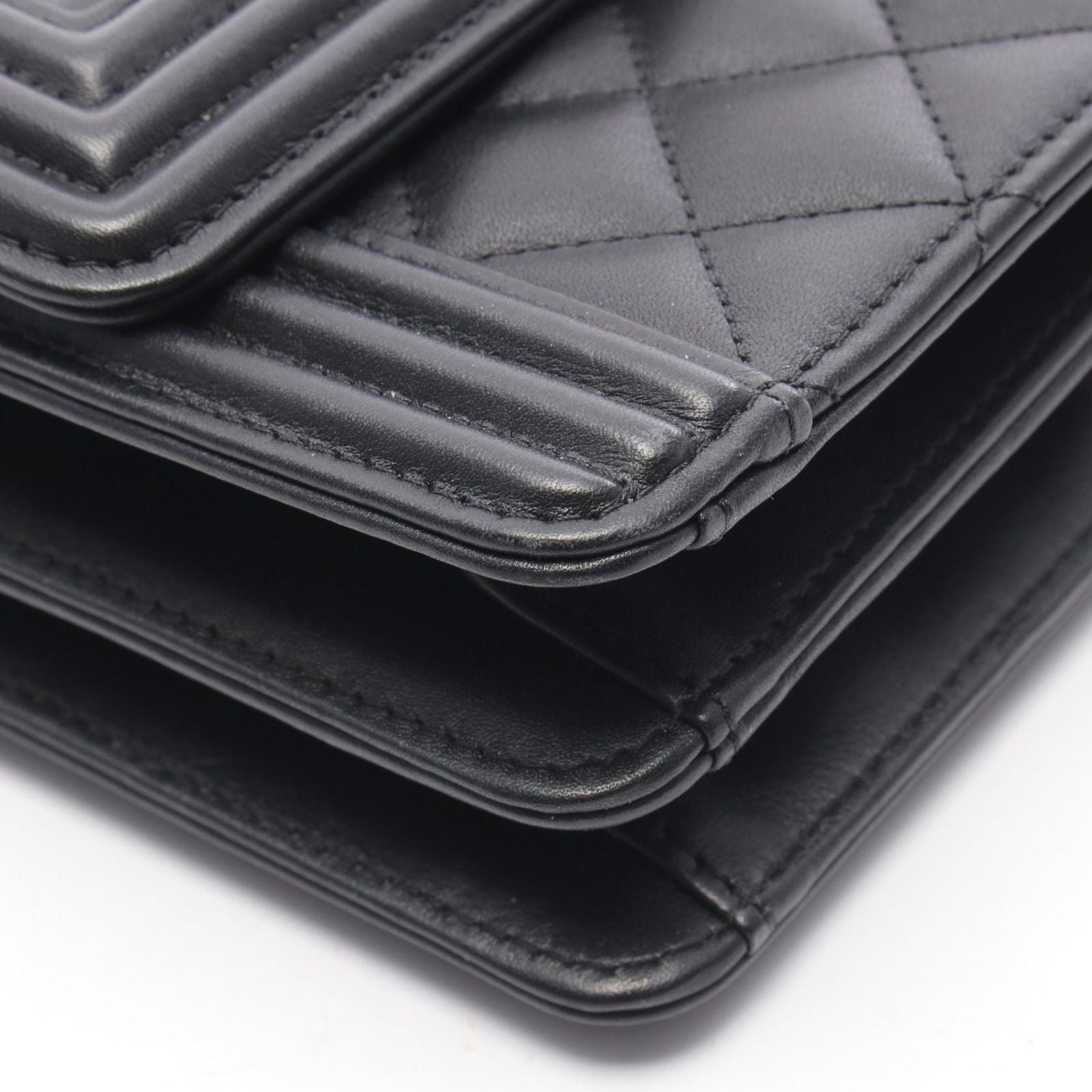 Chanel Shoulder Bag Quilted Black Lambskin Chain — view 6