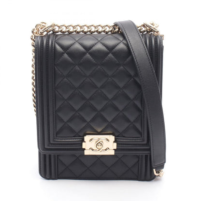 Chanel Shoulder Bag Quilted Black Lambskin Chain