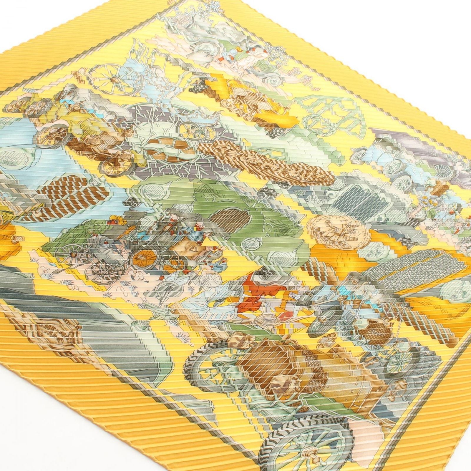 Hermes Scarf Carre Plisse Automobile Silk Pliss