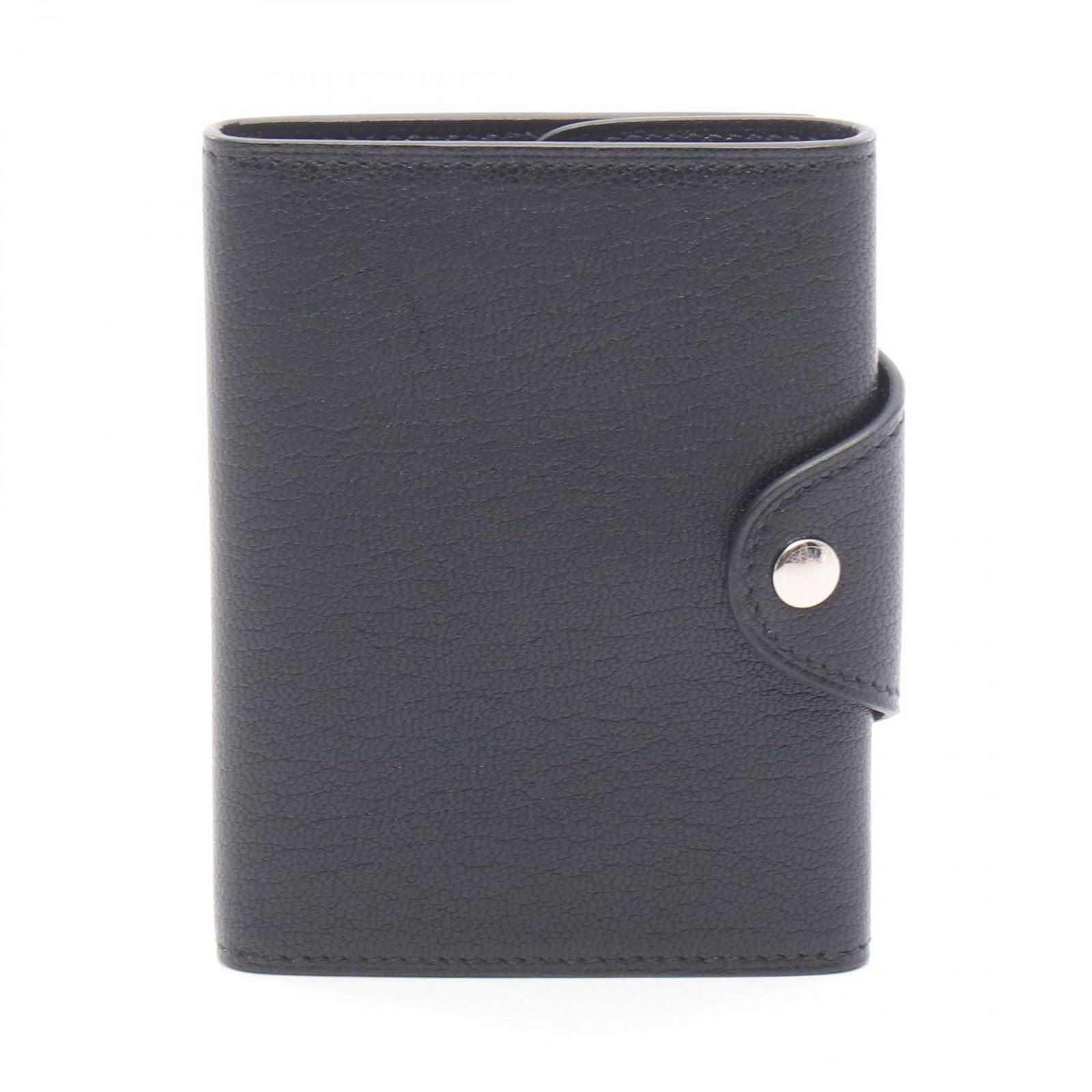 Hermes Trifold Wallet Illiade Compact Black Leather