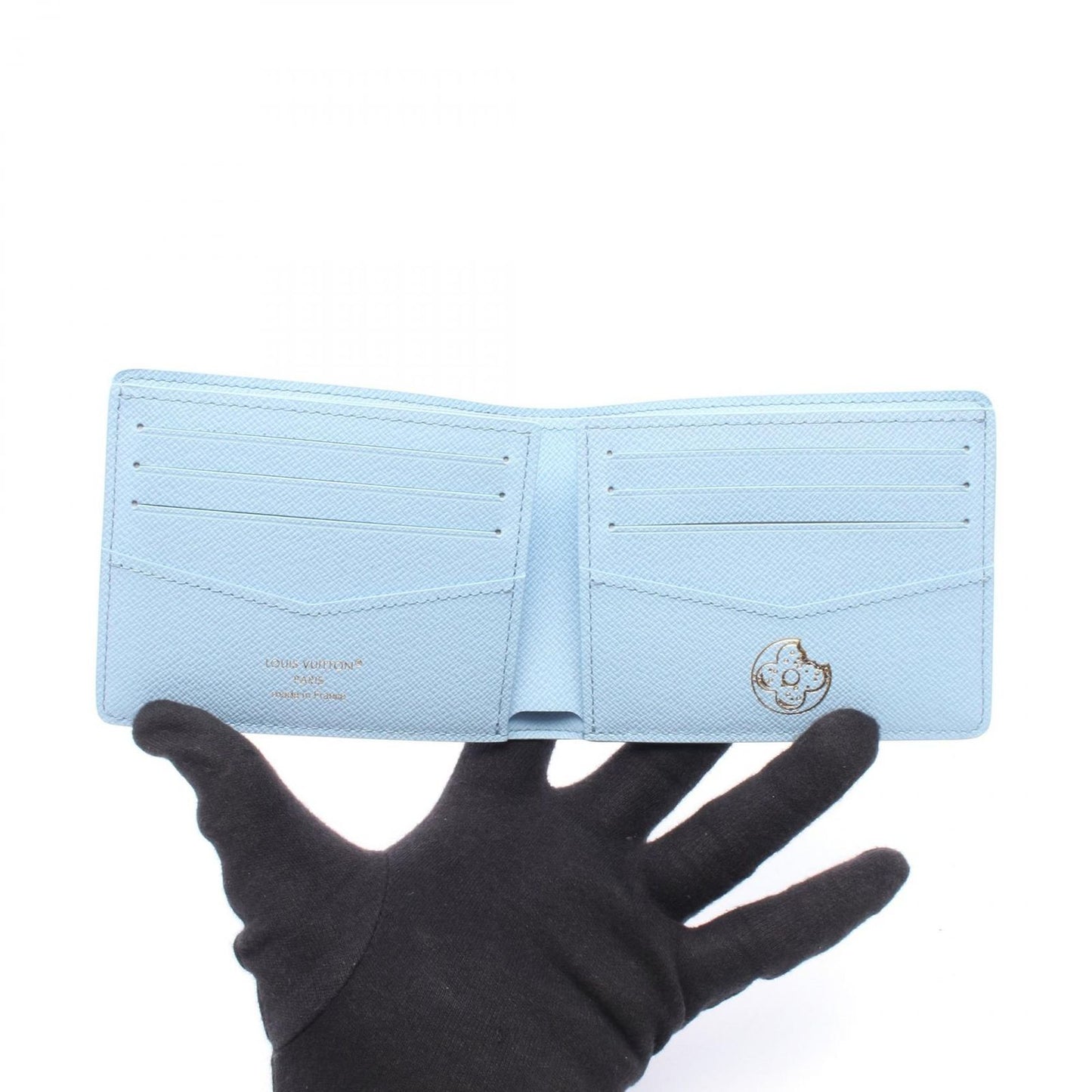 Louis Vuitton Bifold Wallet Portefeuille Scuffnda Blue Belly Co Ting Canvas — view 3