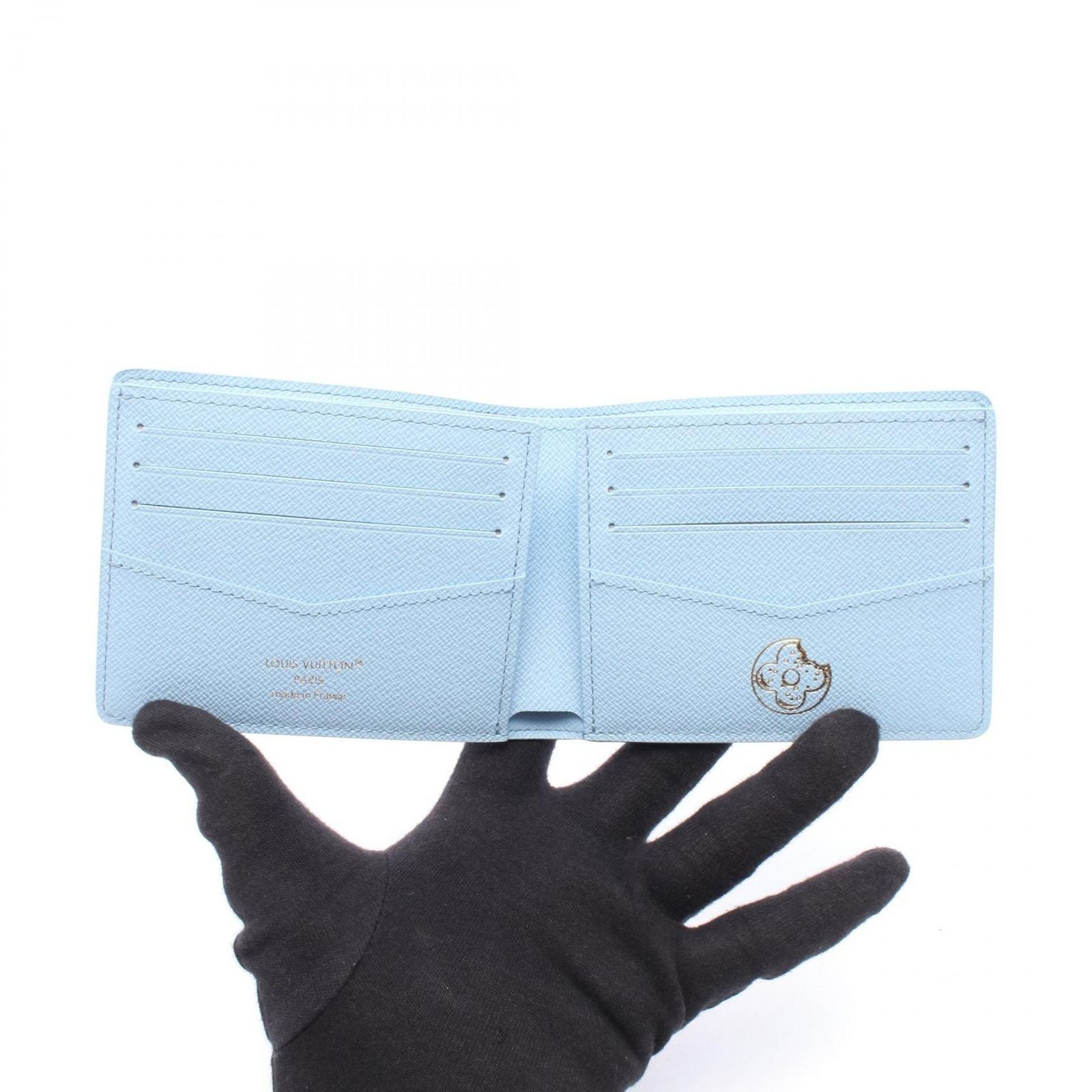 Louis Vuitton Bifold Wallet Portefeuille Scuffnda Blue Belly Co Ting Canvas — view 3