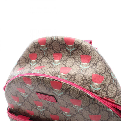 Gucci Backpack Children's GG Supreme Kim Seungyoung Flower Print Beige Canvas — view 6