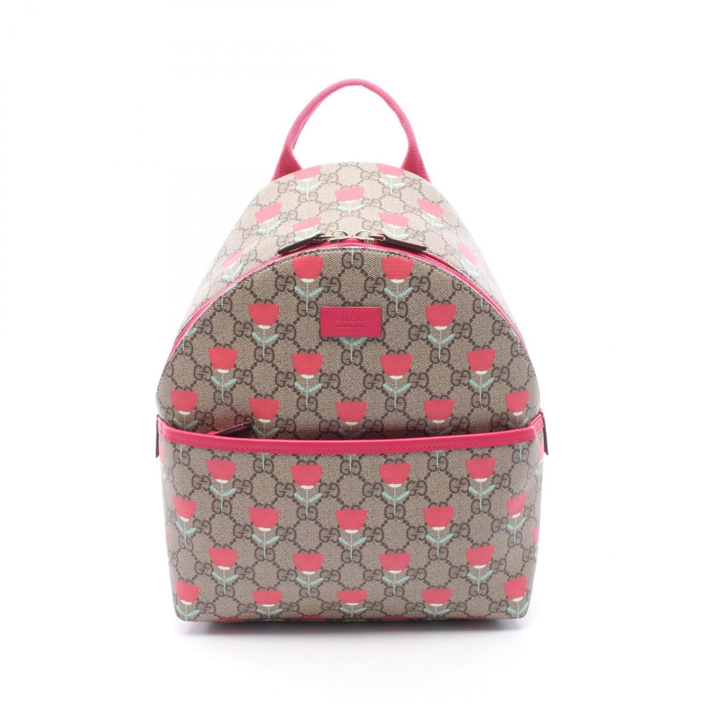 Gucci Backpack Children's GG Supreme Kim Seungyoung Flower Print Beige Canvas