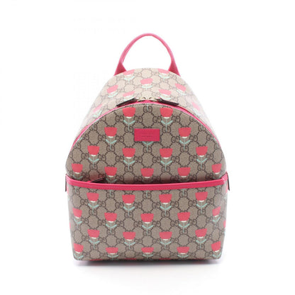Gucci Backpack Children's GG Supreme Kim Seungyoung Flower Print Beige Canvas