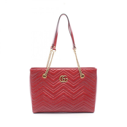Gucci Tote GG Marmont Red Leather Zip Chain