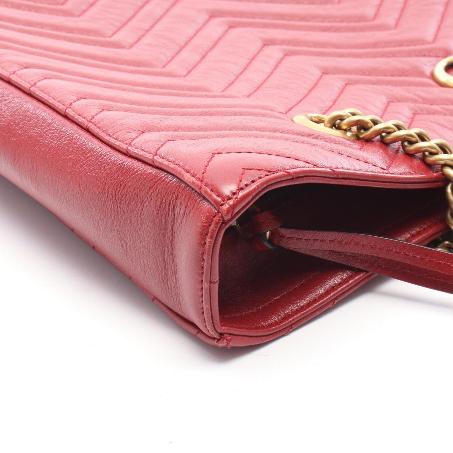 Gucci Tote GG Marmont Red Leather Zip Chain — view 8