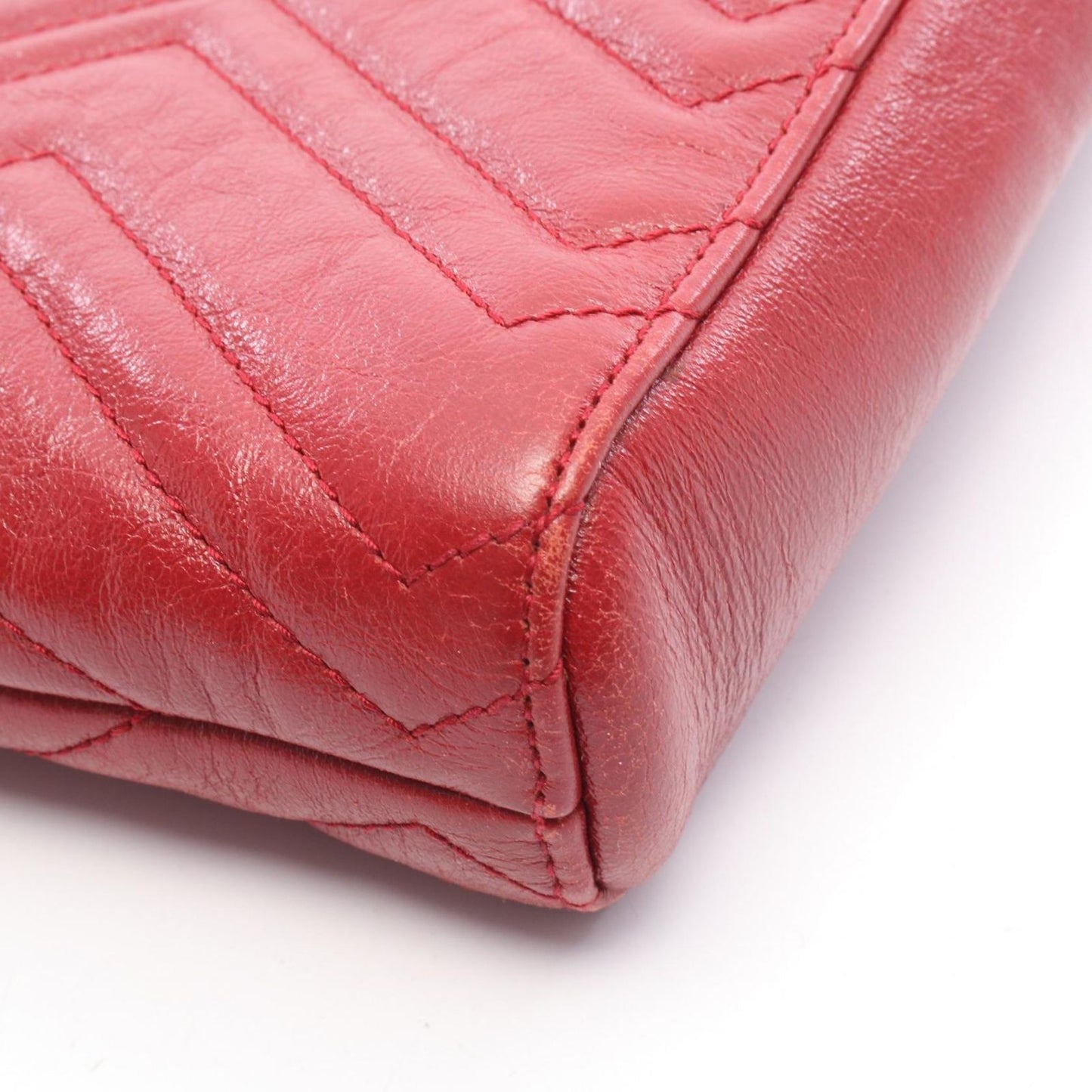 Gucci Tote GG Marmont Red Leather Zip Chain — view 6