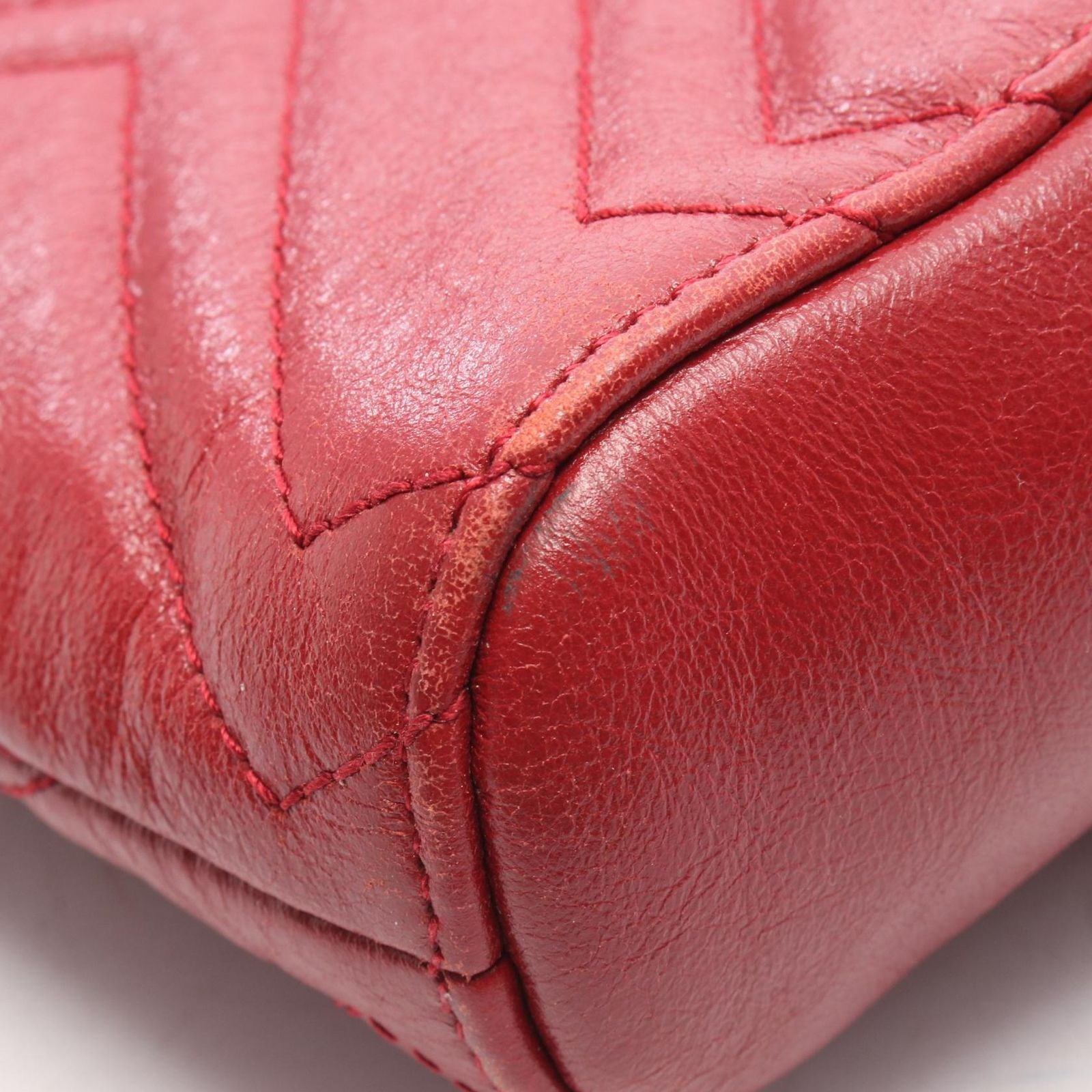 Gucci Tote GG Marmont Red Leather Zip Chain — view 9