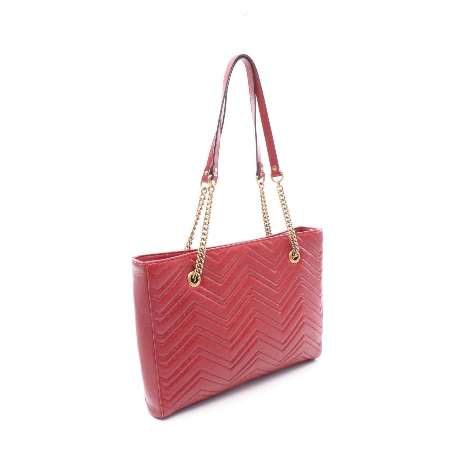 Gucci Tote GG Marmont Red Leather Zip Chain — view 2
