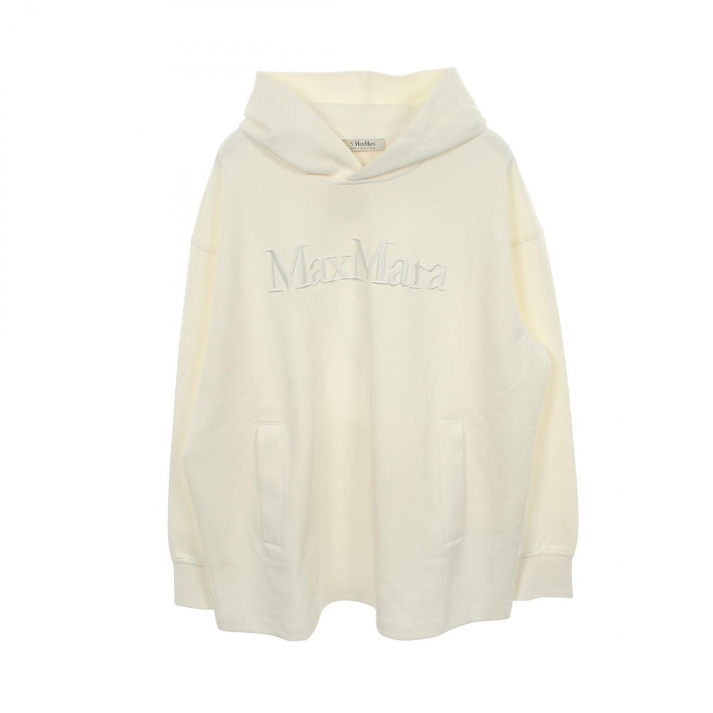 Max Mara S 'S Hoodie Visiera Logo Embroidery White Cotton