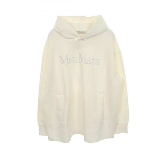 Max Mara S 'S Hoodie Visiera Logo Embroidery White Cotton