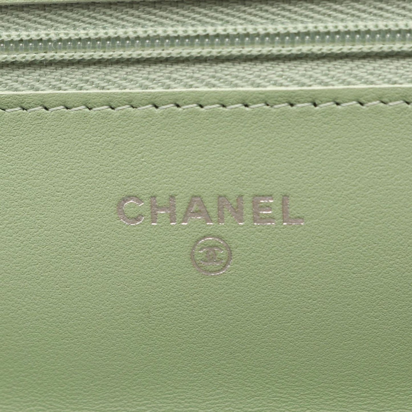 Chanel Shoulder Bag Quilted Black Light Green Lambskin Chain Wallet — view 5