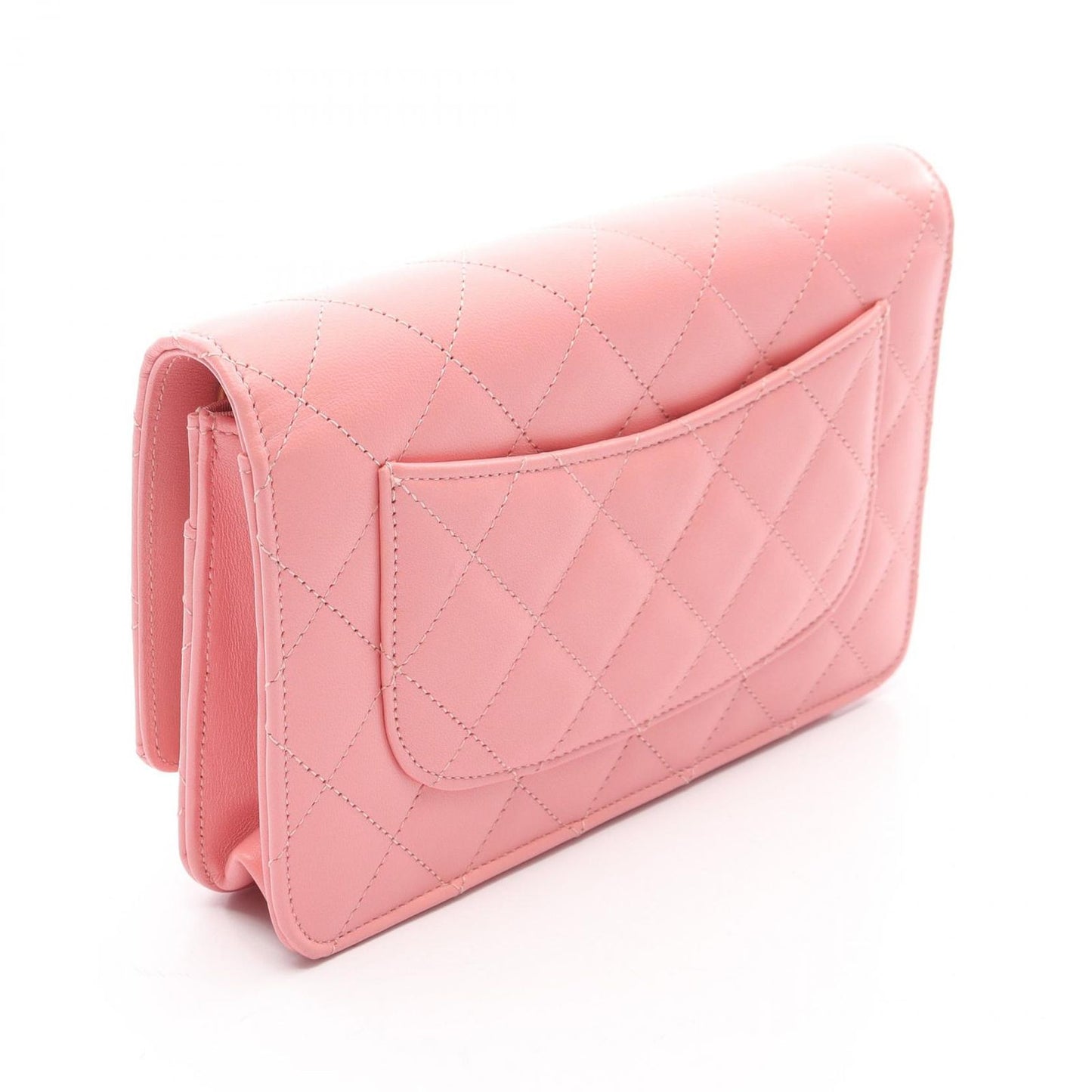 Chanel Shoulder Bag Quilted Pink Lambskin Chain Wallet — view 2