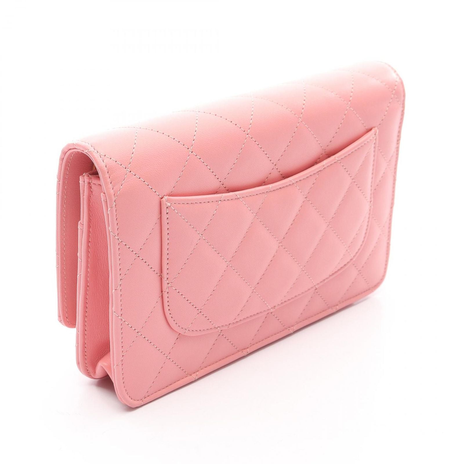 Chanel Shoulder Bag Quilted Pink Lambskin Chain Wallet — view 2