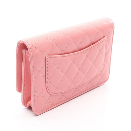 Chanel Shoulder Bag Quilted Pink Lambskin Chain Wallet — view 2