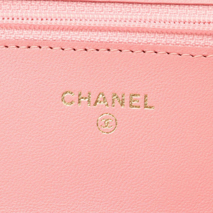 Chanel Shoulder Bag Quilted Pink Lambskin Chain Wallet — view 5