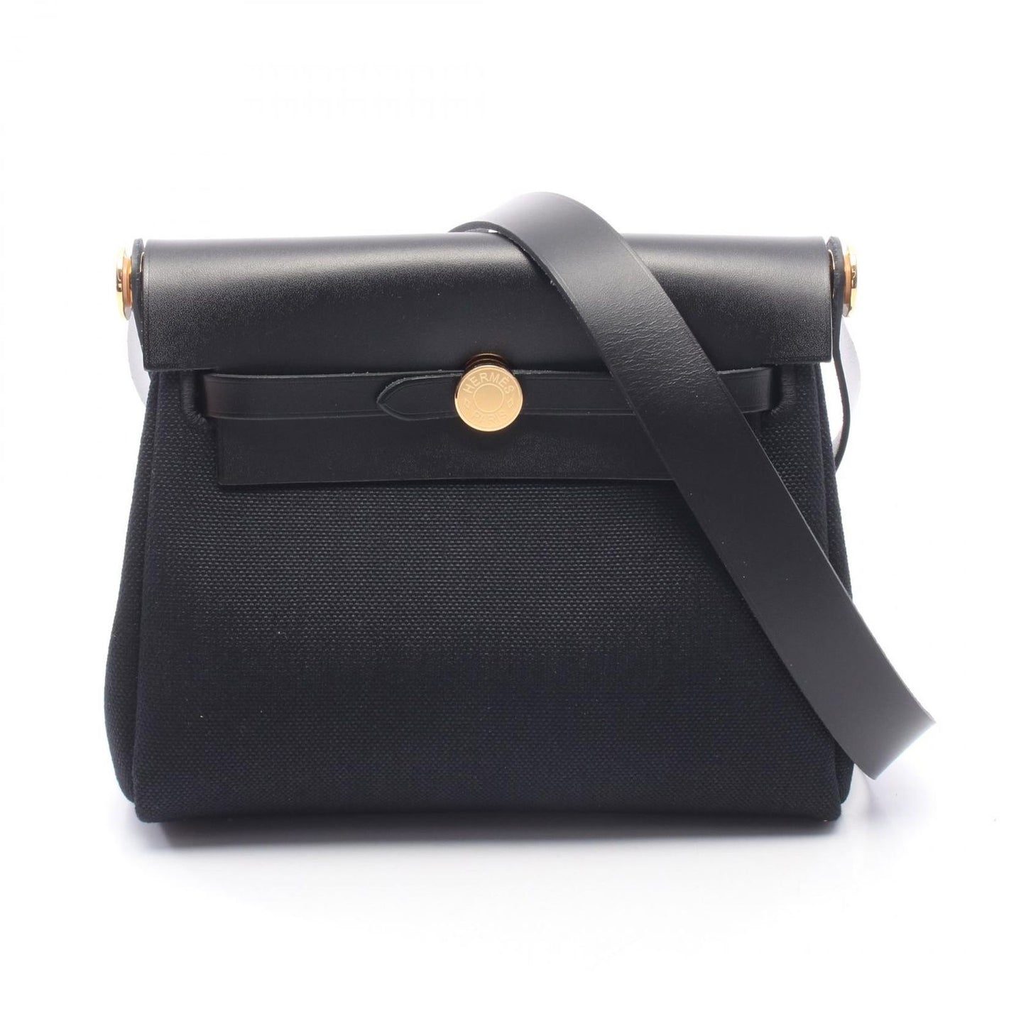 Hermes Shoulder Bag Herbag Zip Mini Black Canvas Leather