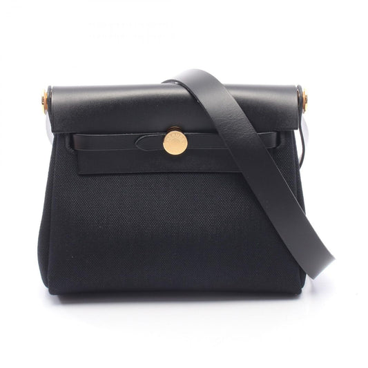 Hermes Shoulder Bag Herbag Zip Mini Black Canvas Leather