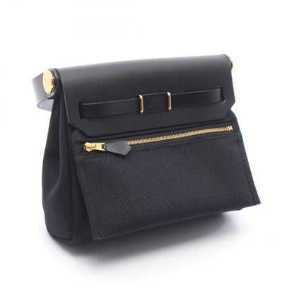 Hermes Shoulder Bag Herbag Zip Mini Black Canvas Leather — view 2