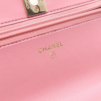 Chanel Shoulder Bag Trendy CC Quilted Pink Lambskin Chain Wallet — view 4