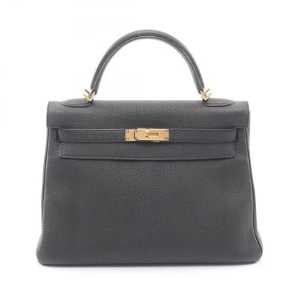 Hermes Handbag Kelly 32 2-Way Retourne Black Leather