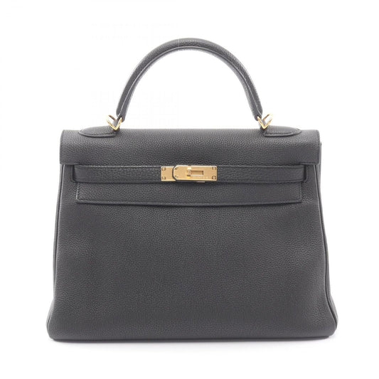 Hermes Handbag Kelly 32 2-Way Retourne Black Leather