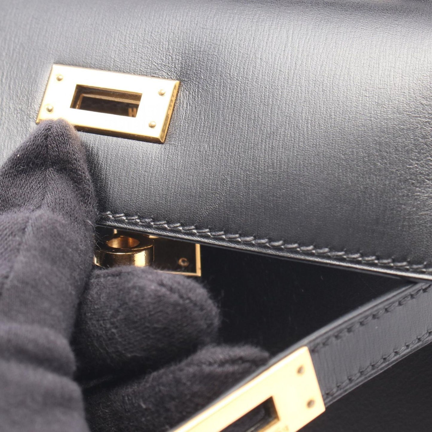 Hermes Handbag Mini Kelly Sellier 2-Way Black Calf — view 8