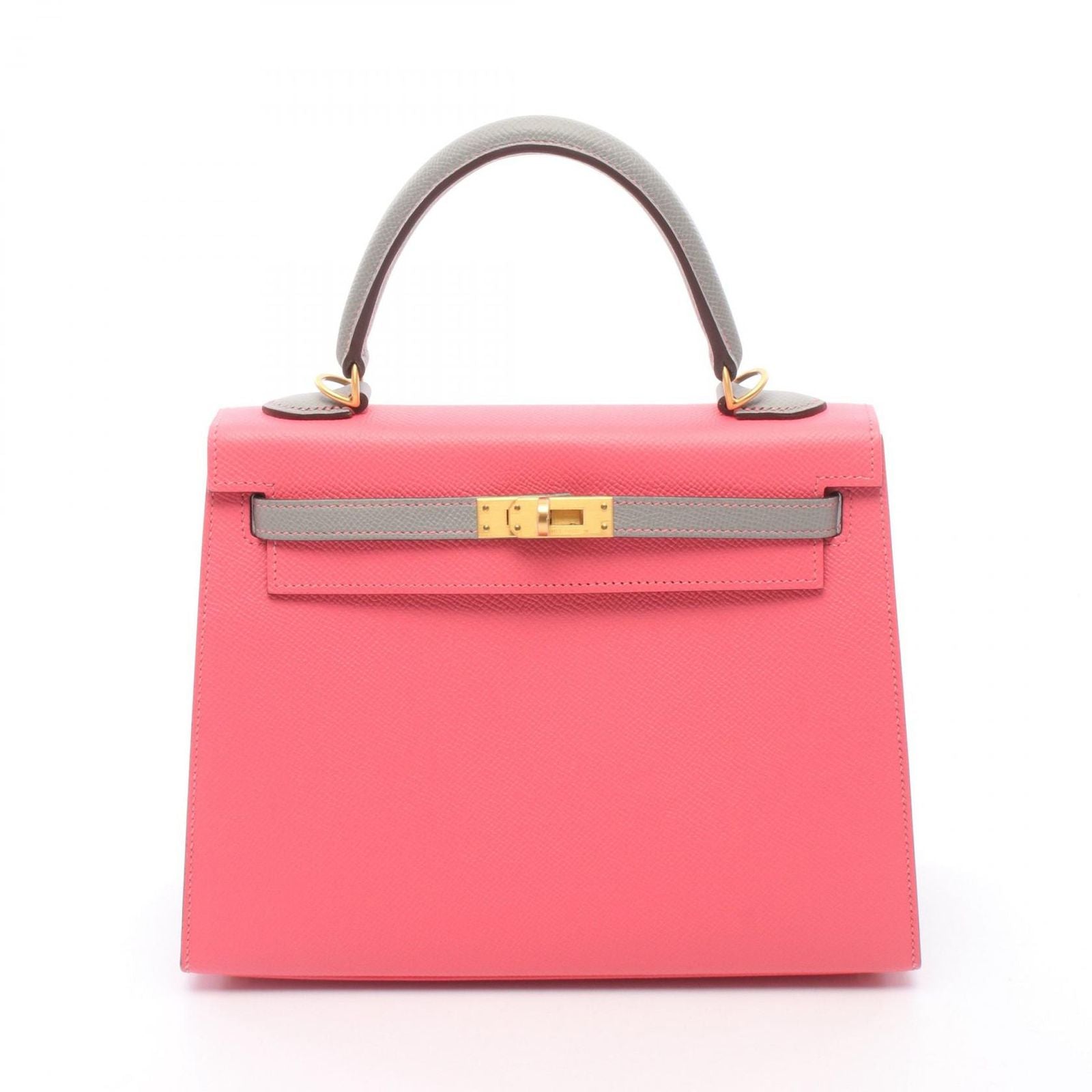 Hermes Handbag Kelly 25 Sellier 2-Way Personal Order Rose Azalea Blue Glacier
