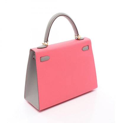 Hermes Handbag Kelly 25 Sellier 2-Way Personal Order Rose Azalea Blue Glacier — view 2