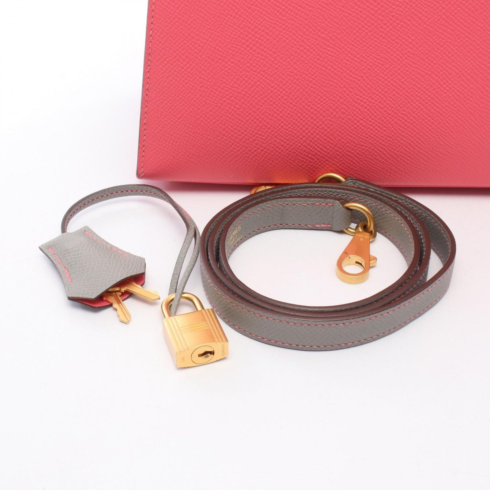 Hermes Handbag Kelly 25 Sellier 2-Way Personal Order Rose Azalea Blue Glacier — view 6