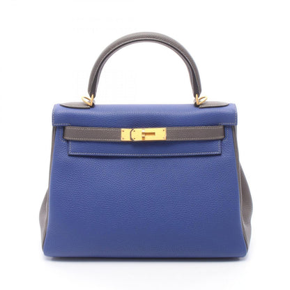Hermes Handbag Kelly 28 Personal Order Retourne 2-Way Blue Electric Etain