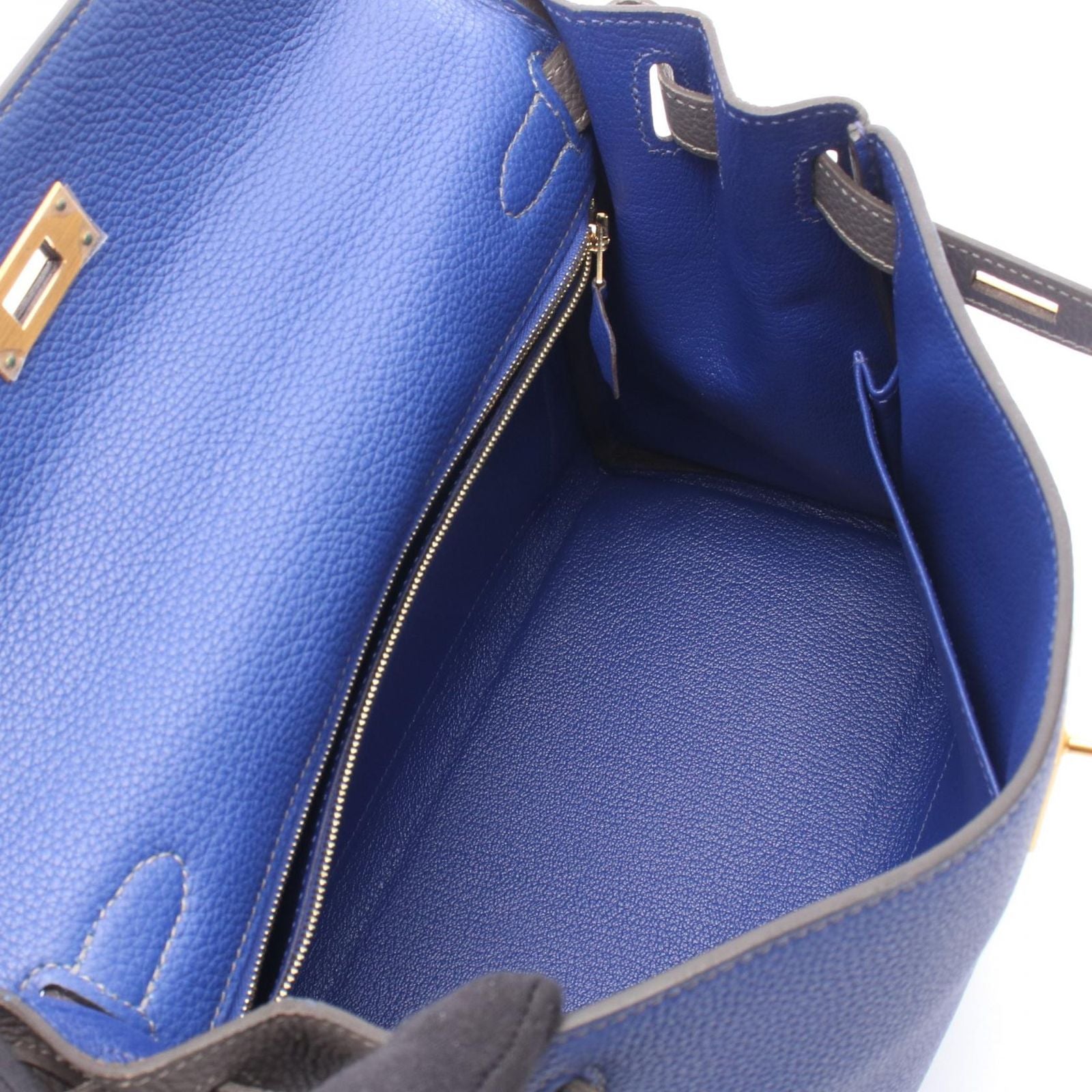 Hermes Handbag Kelly 28 Personal Order Retourne 2-Way Blue Electric Etain — view 3