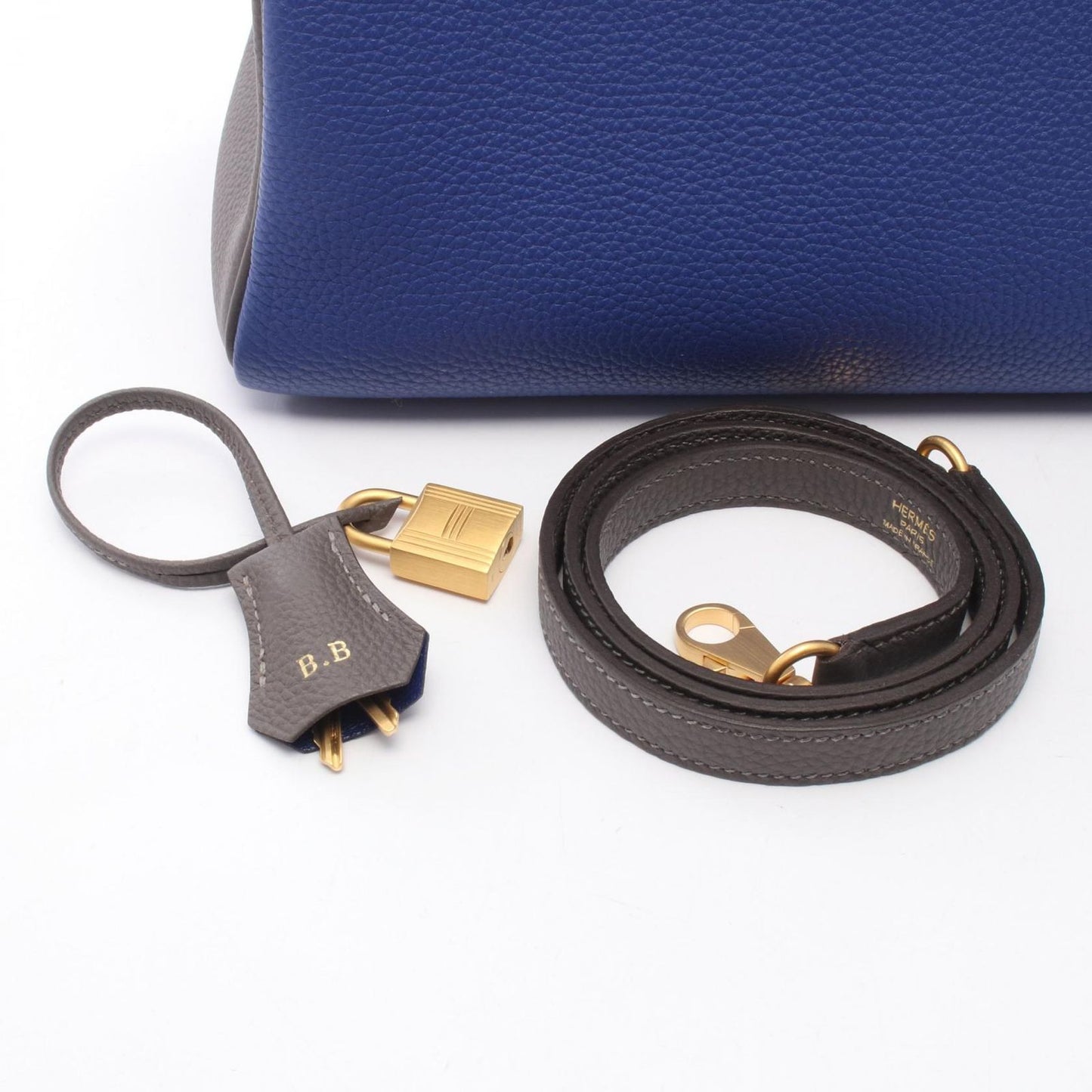 Hermes Handbag Kelly 28 Personal Order Retourne 2-Way Blue Electric Etain — view 6