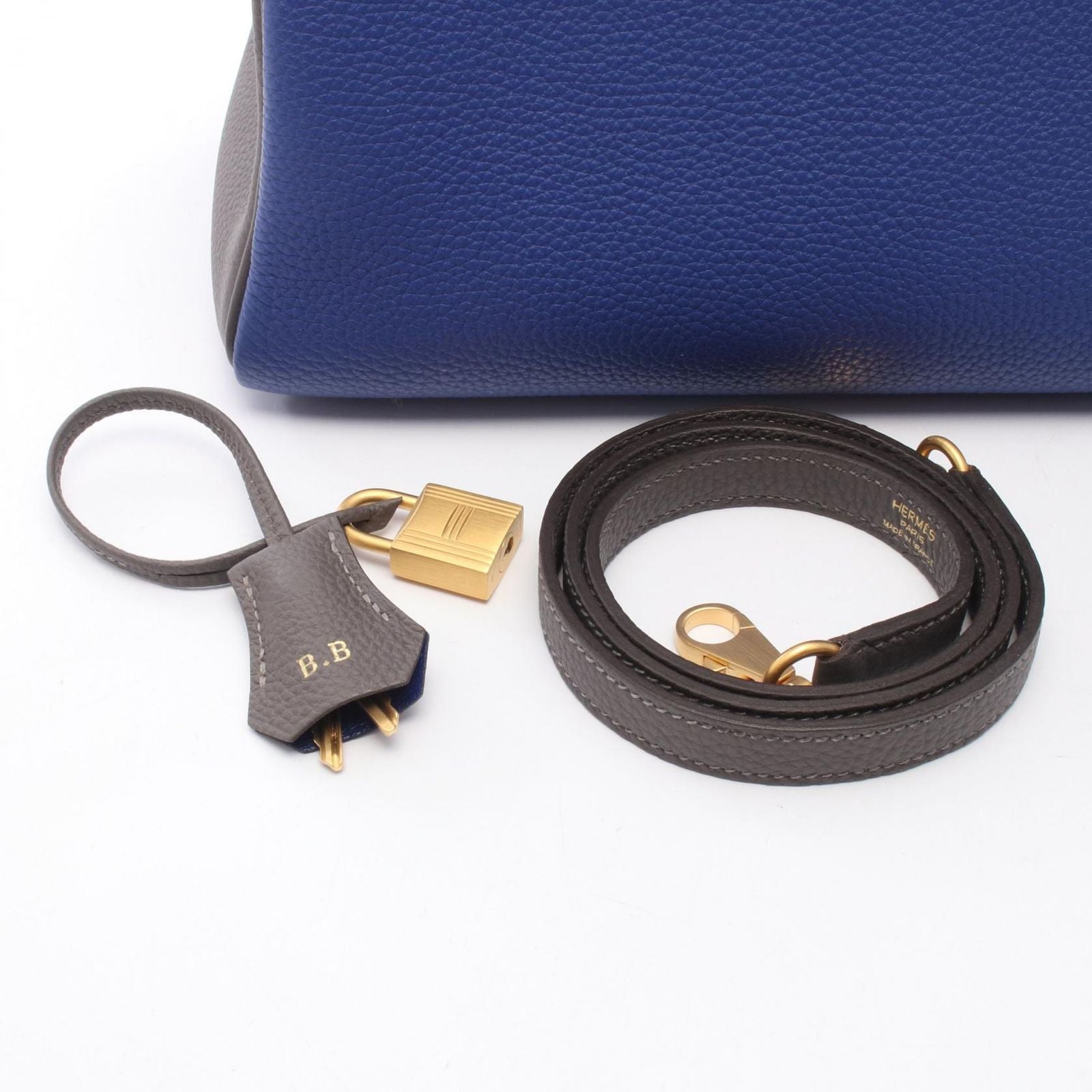 Hermes Handbag Kelly 28 Personal Order Retourne 2-Way Blue Electric Etain — view 6